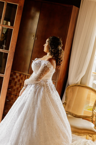 Vestido De Noiva, Renda, Ombro A Ombro