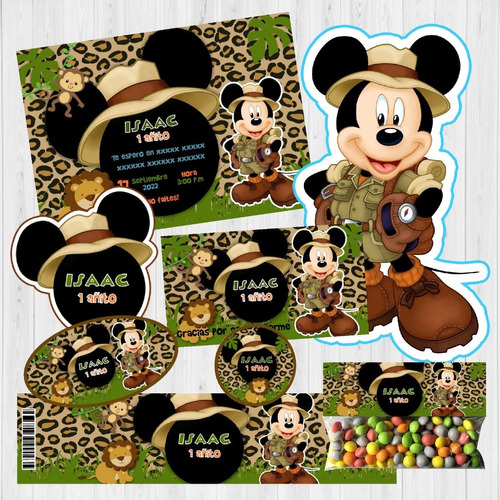 Kit Imprimible Mickey Mouse Safari, Selva, Cumpleaños