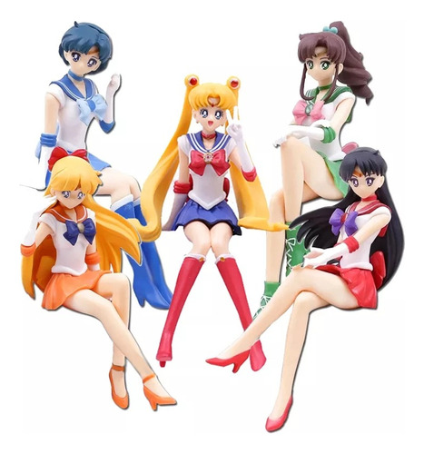 Set Sailor Moon Sentadas - 5 Figuras 