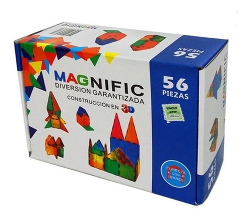 Imagen 1 de 3 de Bloques para armar magnéticos Magnific KBM-56ARU en caja