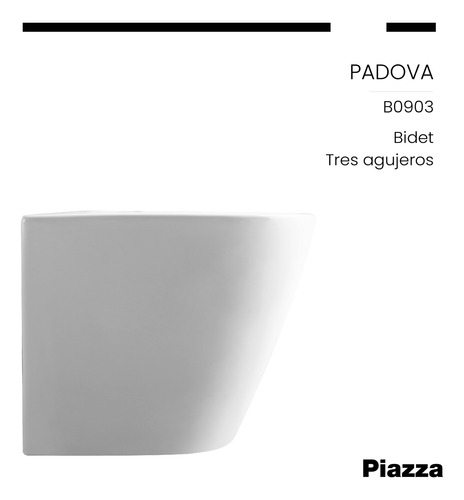 Bidet Con 3 Agujeros Piazza Padova Sanitarios Loza Blanco