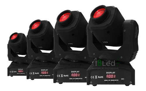 4 Moving Head Spot Led Osram 60w 8 Cores + 8 Desenhos Dmx Dj