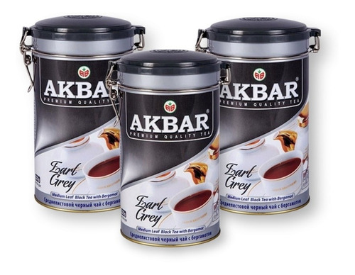 3 Tarros De Té Akbar Earl Grey (275 Grs Cada Uno)