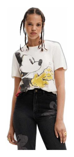 Polera Blanca Desigual M Nueva Mickey Meet