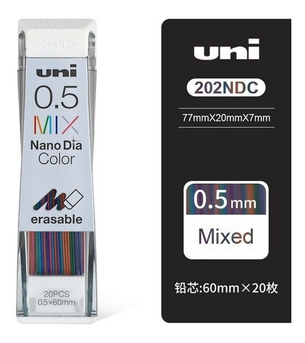 Puntillas 0.5 Color Mix Uni Nano Dia Dibujo Borrables