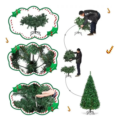 Árbol De Navidad Artificial 2.1m Frondoso Verde 1000 Ramas