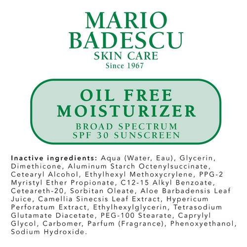 Hidratante Sem Óleo Mario Badescu Com Protetor Solar Facial