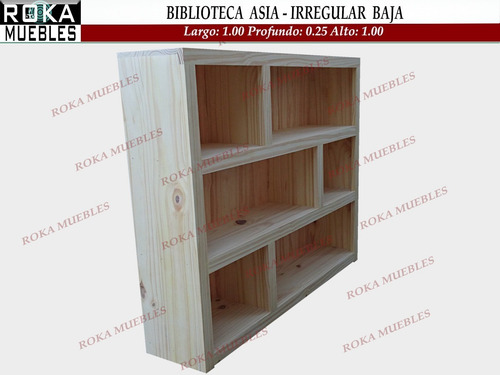 Imagen 3 de 4 de Biblioteca Asia Baja Irregular Pino 100x25x100