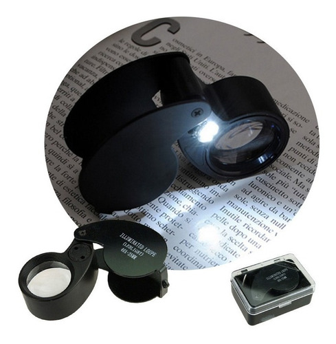 Lupa Con Luz Led Doble Plegable Para Leer Joyeria Zoom X40 