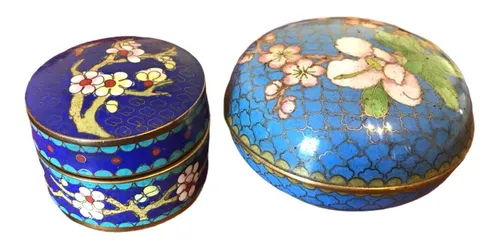 Caja Tecnica Cloisonne Oriental Lote X2 Antigua Año 1904