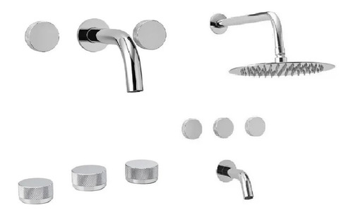 Combo Grifería Peirano Fabric Bidet + Lav Pared + Ducha Color Cromo