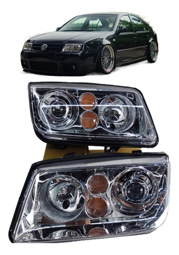 Faros  Vw Jetta A4 Mk4 Tipo R Line Chrome Euro Style Par