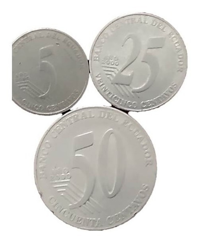 Monedas Centavos  Ecuador 5, 25, 50 Año 2000 (3 Monedas )