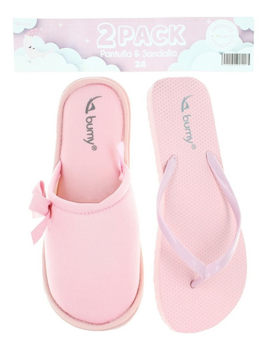 Bumy 2pack Sandalia Y Pantufla Casual Rosa Para Mujer 81007