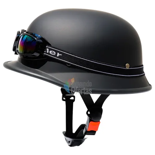 Casco Corto Tipo Alem n Con Lentes De Regalo Chopper Moto Cuotas