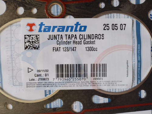 Junta Tapa Cilindro - Fiat 128-europa / Lancia Prisma-delta