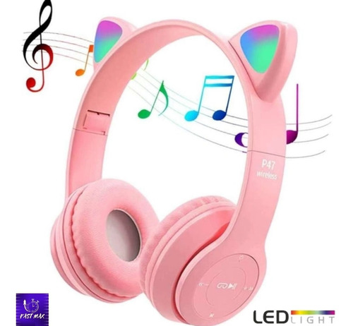 Fone De Ouvido Gatinho Led Colorido Rgb Bluetooth E Radio Fm