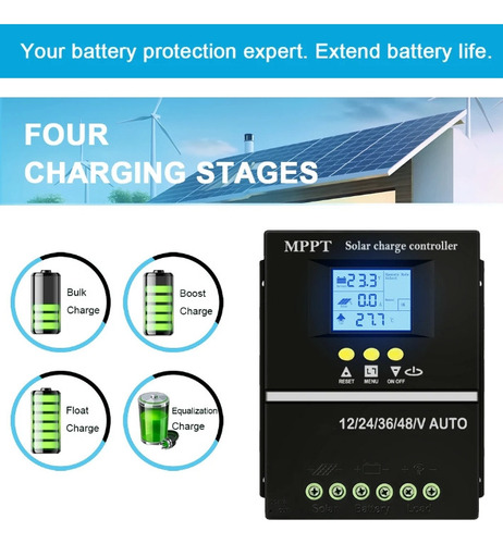Controlador De Carga De Panel Solar 100a Mppt 24v