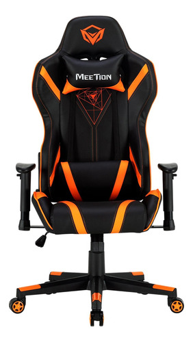 Silla Gamer Meetion Chr15 Negro/naranja Cuero Sintetico 150k