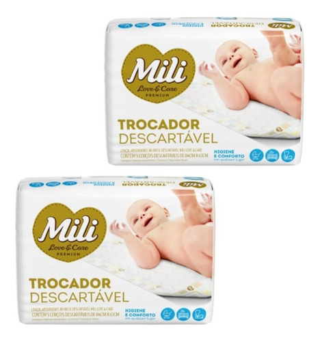 Trocador Descartável Mili Love Care ( Total:10 Lençóis) Cor Branco