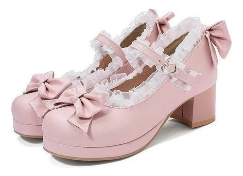 Zapatos De Princesa Bordados Con Lazo Con Volantes Lolita