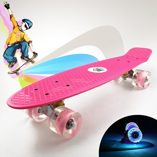 Patineta Tipo Penny Classic Banana De Colores Con Luz Led