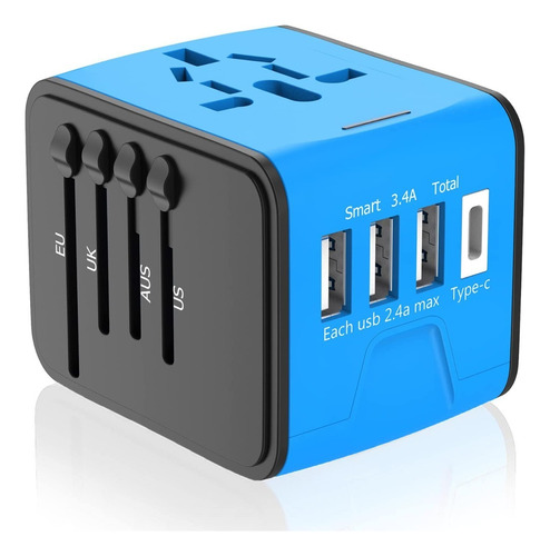 Adaptador Enchufe Universal De Viaje Us/uk/eu/au Usb-c + Usb