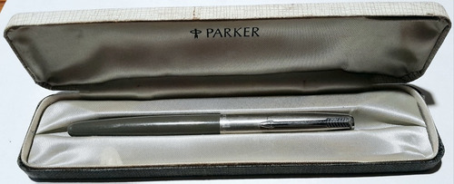 Parker 21 Made In Usa Con Estuche Antiguo Gris Claro Acero