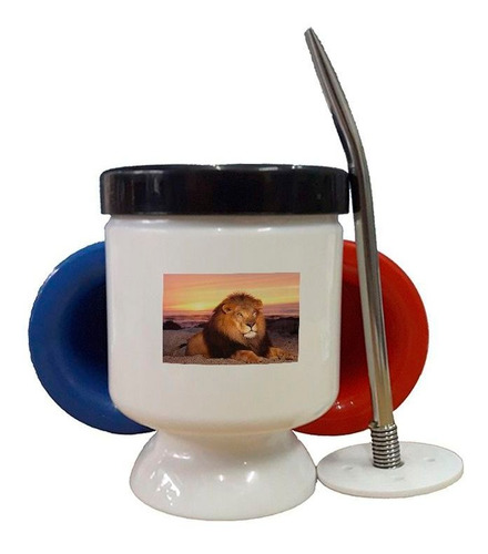 Mate Plastico Leon Salvaje Melena Felino Paisaje