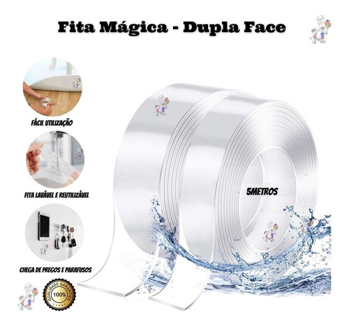 Super Fita Mágica Nano Adesiva Dupla Face Cola Quadro Tapete
