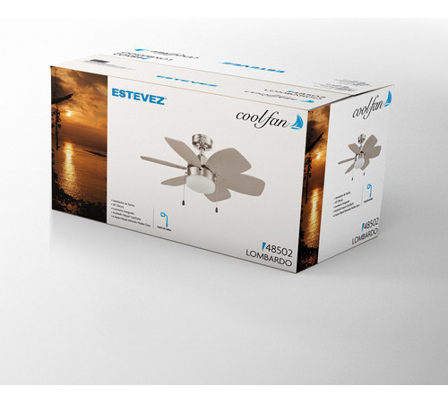 Coolfan Ventilador Techo 30 Pulgadas Lombardo Control Cadena Con Luz Aspas Reversibles