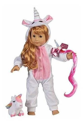 Ropa Muñecos - Unicorn Onesie Pajama Doll Outfit With Unicor