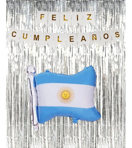 Combo Fiesta Cumpleaños Globos Temática Bandera Argentina