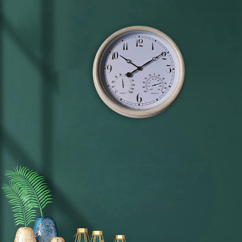 Reloj De Pared Con Termómetro Higrómetro Reloj Redondo Sin