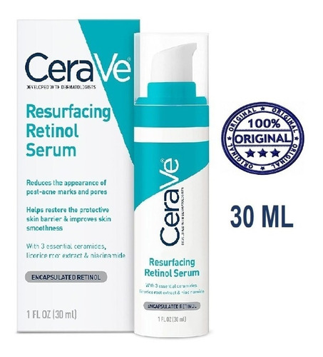 Cerave Resurfacing Retinol Serum Para Marcas De Acné 30ml