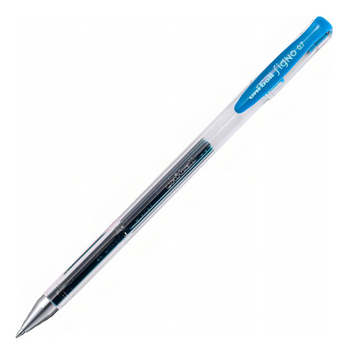 Lapicera Uniball Roller Gel Uni Signo Celeste Caja X12 Un Color de la tinta Cian Color del exterior Transparente