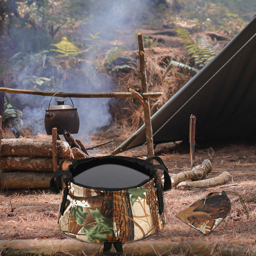 Lavabo De Cubo Plegable Para Acampar De Camuflaje Para Pesca
