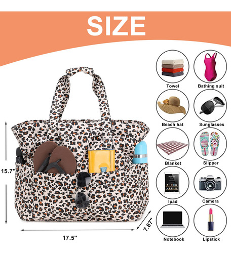 Bolsa De Playa Y Piscina Para Mujer Grande Leopardo Bolsas B Leopard Leopardo