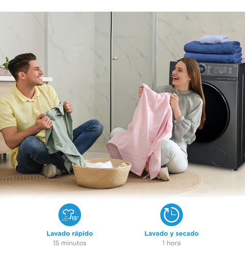 Lavasecadora Midea Carga Frontal Smart Dial 12.5 Kg / 7 Kg Color Titanium