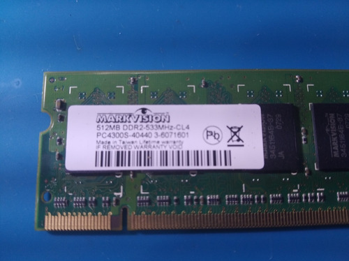 Imagen 2 de 2 de Memoria Ram Para Laptop 512 Mb Ddr2 533 Mhz