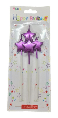 4 Velas Estrellas Color Violeta