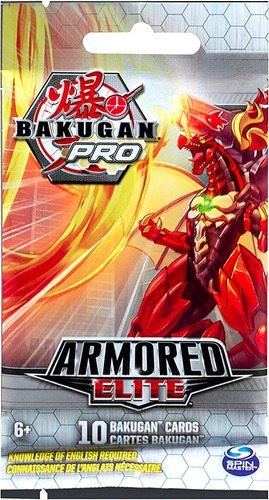 Bakugan Pro, Armored Elite Booster Pack Con 10 Cartas Colec