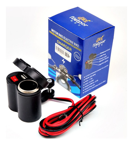 Toma 12v Para Moto Cargador Puerto Usb Con Encendedor 2a