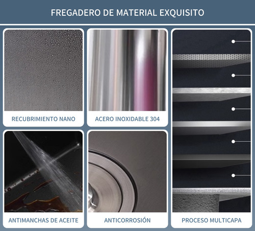 Fregadero De Cocina 304 Acero Inoxidable 6845 Grifo Incluido