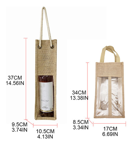 Bolsa Transportadora De Vino, Yute, Arpillera, Reutilizable