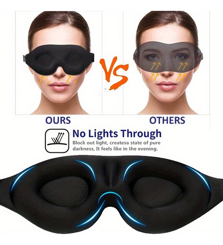Máscara De Ojos 3d Ajustable, Transpirable Y Que Bloquea La