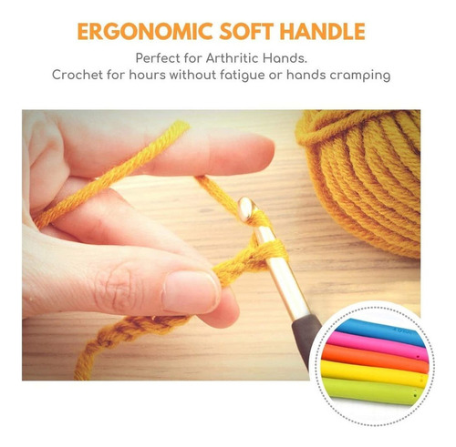 Juego Ganchos Ganchillo, Ganchillo Ergonómico Mango Suave