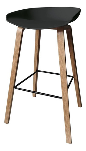 Banqueta Alta Tulip Vonne Madera Haya Asiento Polipropileno Acabado de la estructura Madera de Haya Color Negro