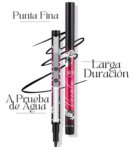 Delineador De Ojos Negro Plumón Y Sello De Figuras Belleza F Color Multicolor
