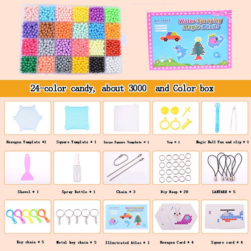 3000pcs Agua Magic Beads Set Rompecabezas Niños Juguetes Edu